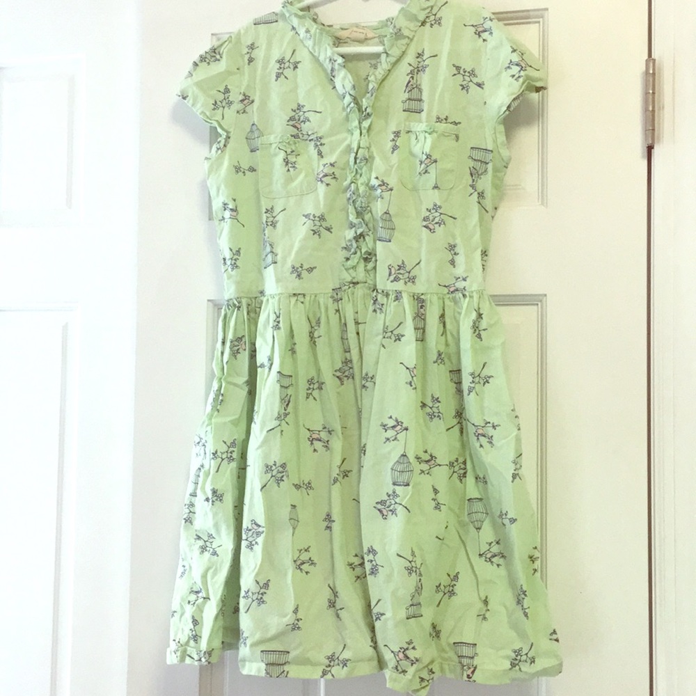 Girl’s Retro-Style Bird Pattern Dress